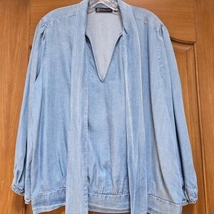 New York & Company Light Blue Blouse